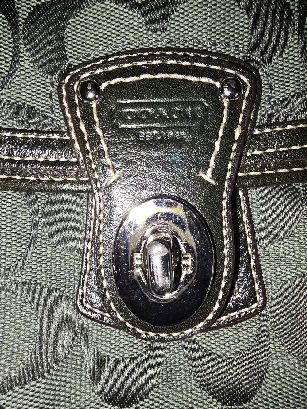 Coach Signature Canvas Mini Wristlet in Olive Green